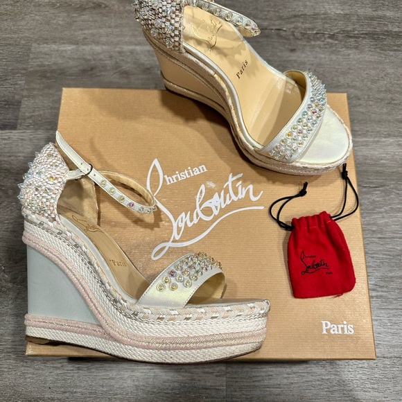 Christian Louboutin Shoes - Christian Louboutin Pearl Embellished Wedge Sandals